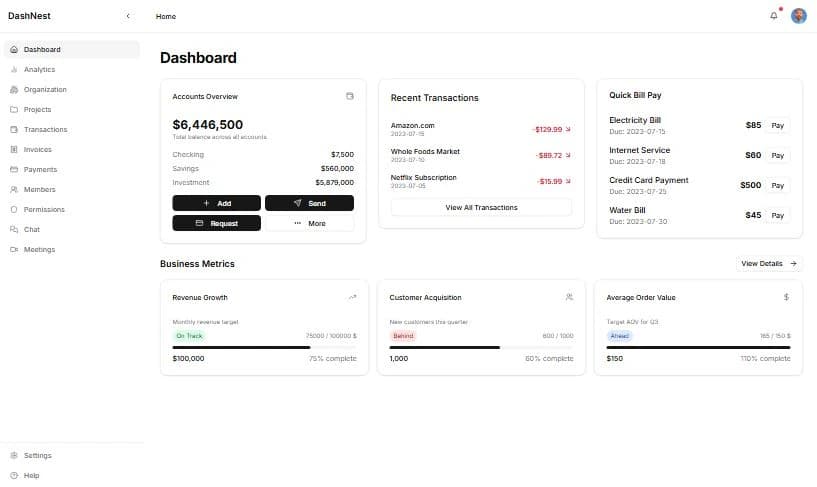 DashNest - Modern Responsive Dashboard