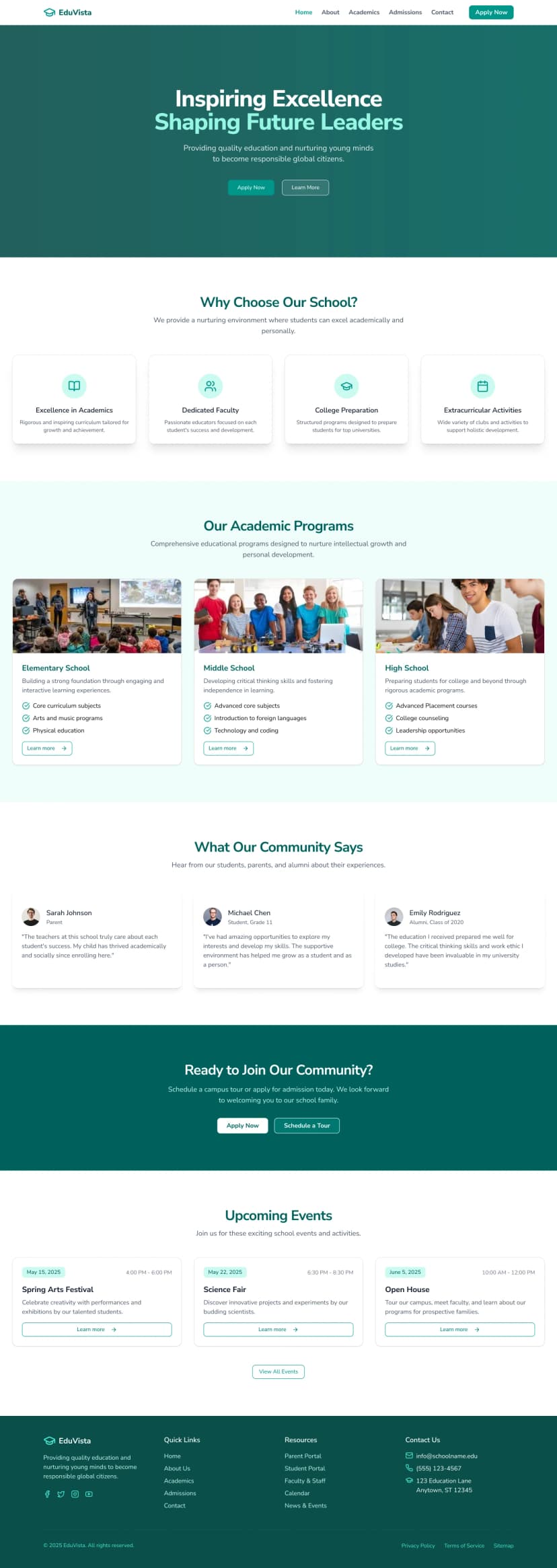 Eduvista – Multi-page School Landing Website