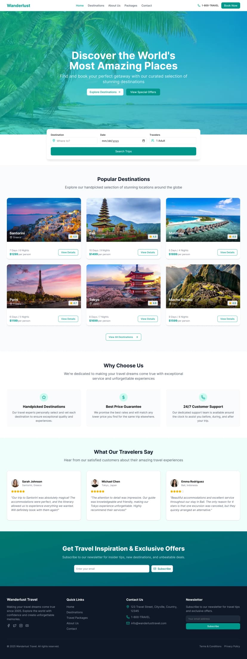 Wonderlust – Responsive Travel Agency Website