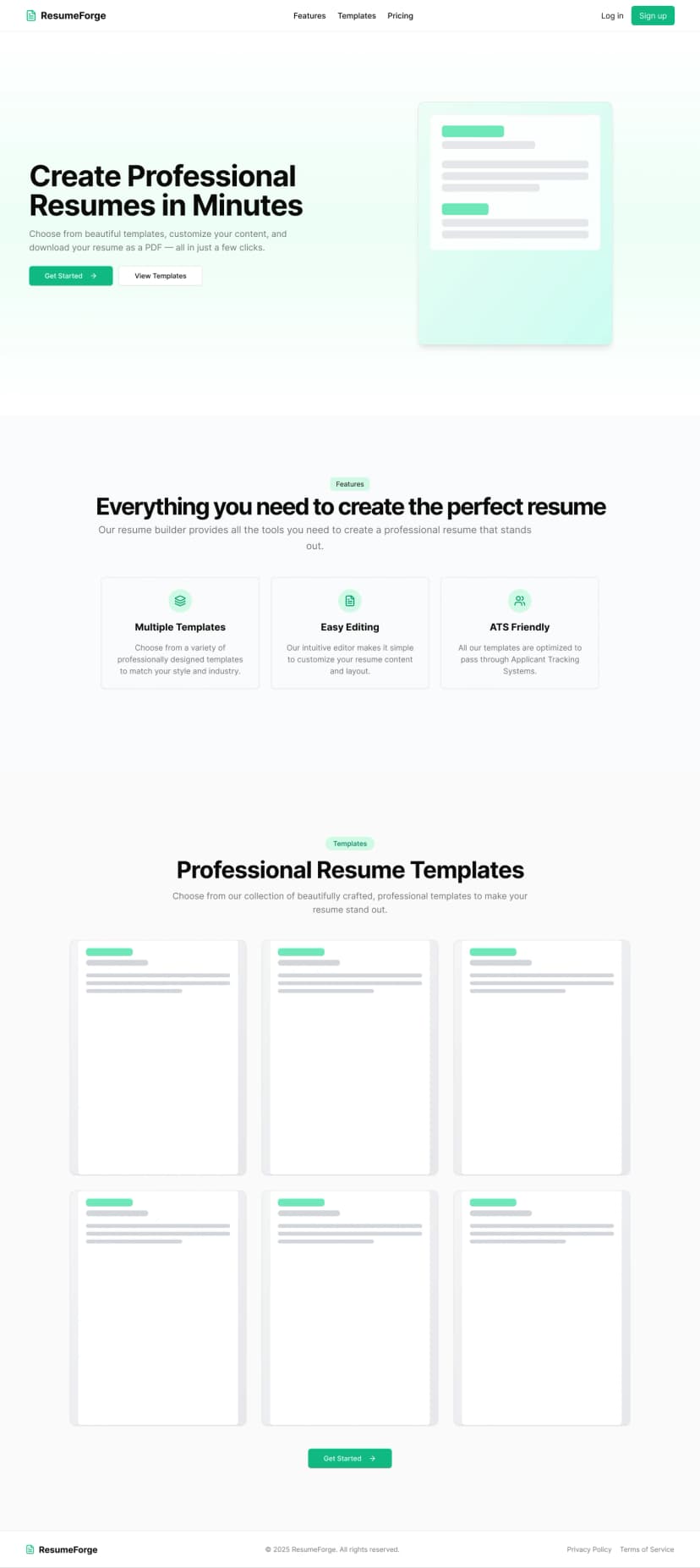 ResumeForge – Resume Builder Website