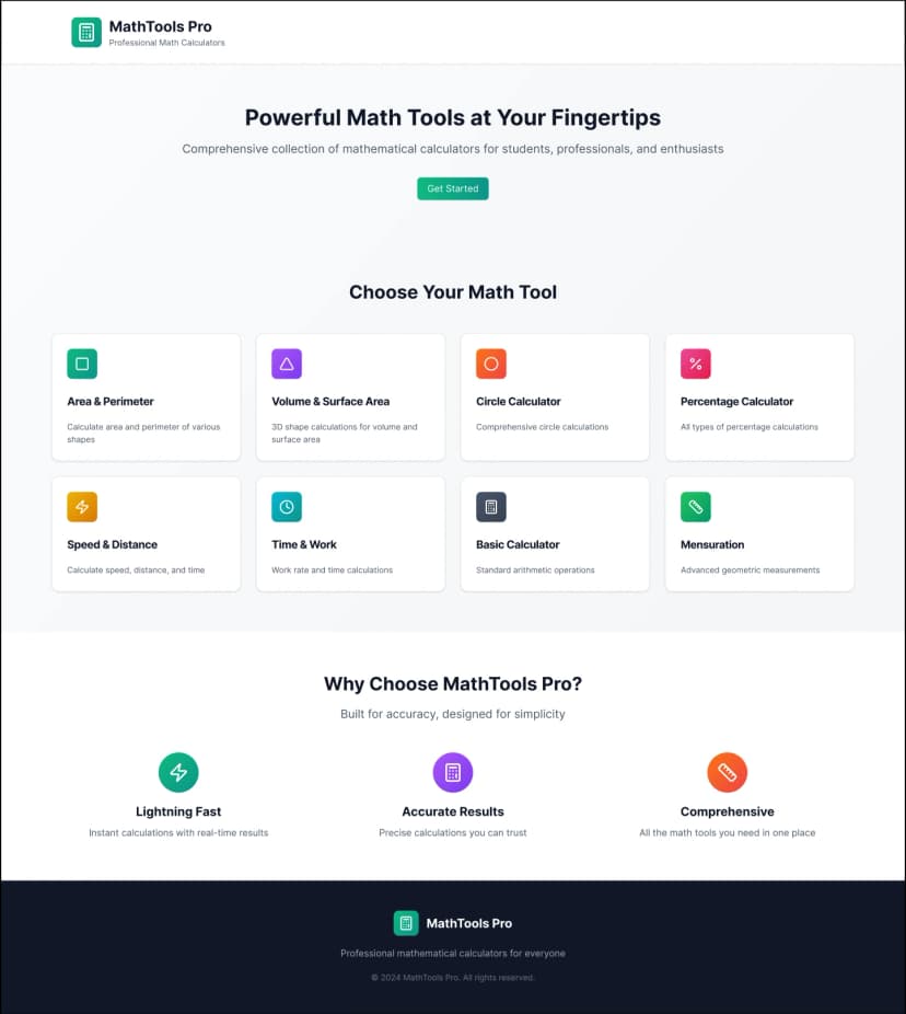MathTools Pro – Math Utility Web App