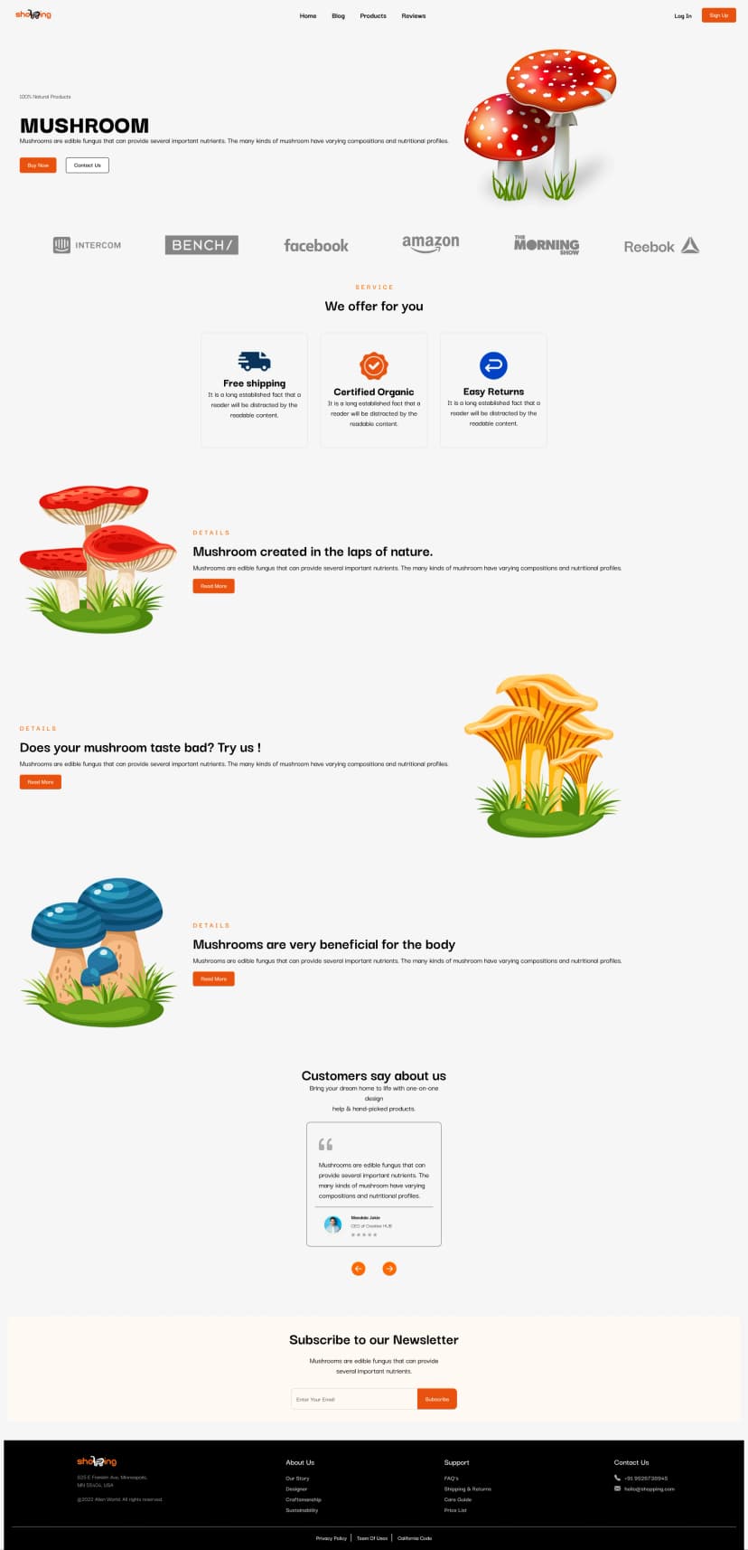  Shoping - A fully responsive mushroom landing website